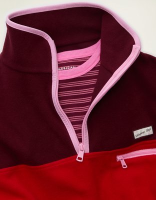 Женская толстовка American Eagle AE Polar Fleece Quarter-Zip, цвет: Бордо — фото 6