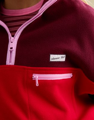 Женская толстовка American Eagle AE Polar Fleece Quarter-Zip, цвет: Бордо — фото 7