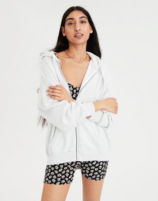 white fleece zip up hoodie