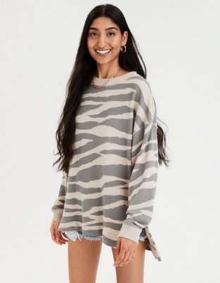 Zebra Print Oversized Sweatshirt