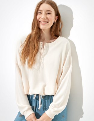 AE Fleece Cinched Henley Sweatshirt