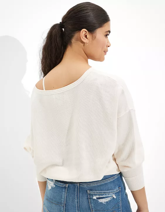AE Forever Slouchy Cropped Crew Neck Sweatshirt