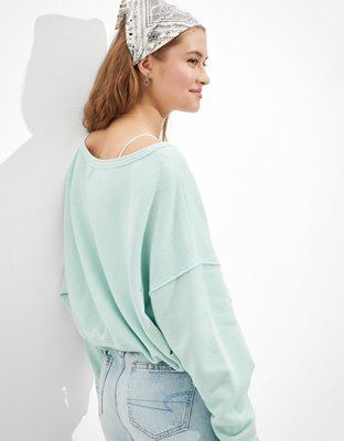 AE Forever Slouchy Cropped Crew Neck Sweatshirt