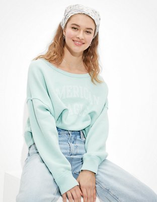 AE Forever Slouchy Cropped Crew Neck Sweatshirt