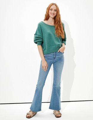 Женские худи American Eagle AE Forever Slouchy Cropped Crew Neck Sweatshirt — фото 4