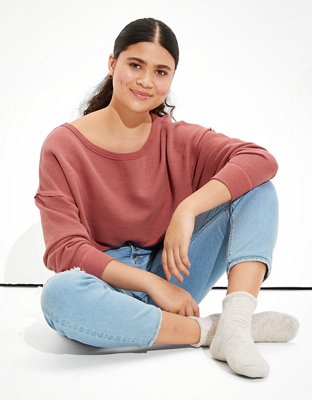 AE Forever Slouchy Cropped Crew Neck Sweatshirt