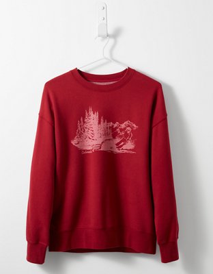 Ae fleece oversized crew neck sweatshirt new arrivals