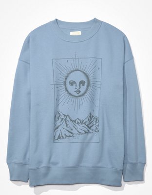 Aerie Grey Camo Crewneck Sweatshirt With Pocket Oversized Fit