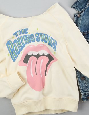 AE Off the Shoulder Rolling Stones Graphic Sweatshirt Mall of