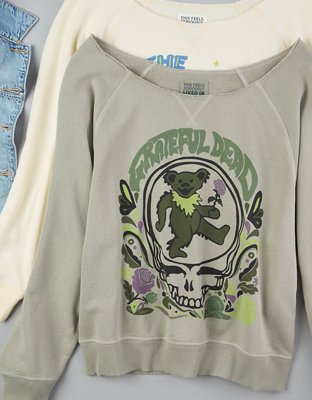 AE Off the Shoulder Grateful Dead Graphic Sweatshirt