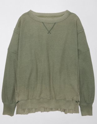 Wholesome Waffle Knit Sweater Green