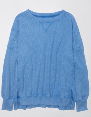 AE Oversized Big Hug Waffle V-Neck Sweatshirt