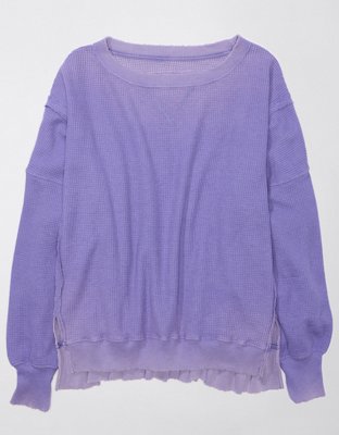 FEATHER WAFFLE KNIT SWEATER - PURPLE – VIC APPAREL