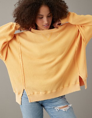 waffle oversized crew sweater