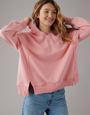 Women for Sweatshirt Letter Graphic Mock Neck Thermal Lined Hoodie Women  for Sweatshirt (Color : Baby Pink, Size : Large)