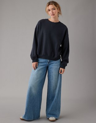 Ae fleece cropped crew best sale neck sweatshirt