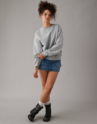 Ae fleece cropped discount crew neck sweatshirt