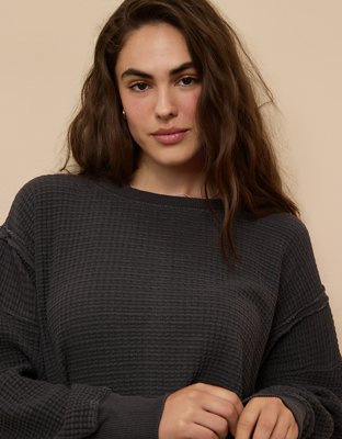AE Big Hug Waffle Crew Neck Sweatshirt