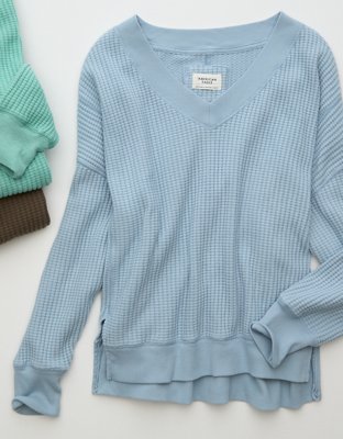 Женские худи American Eagle AE Big Hug V-Neck Waffle Sweatshirt — фото 5