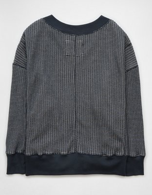 Женские худи American Eagle AE Big Hug V-Neck Waffle Navy Sweatshirt — фото 4