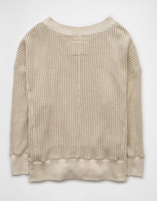 AE Big Hug Sweatshirt con Textura tipo Waffle y Escote V