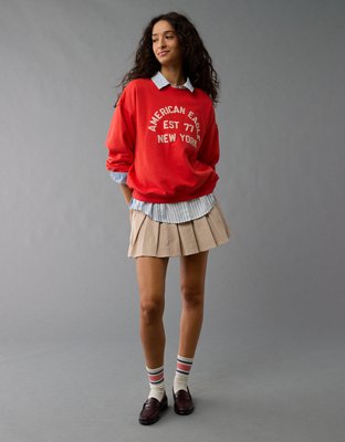 AE Logo Graphic Relaxed Crew Neck Sweatshirt