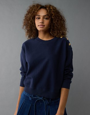 AE Button Shoulder Sweatshirt