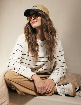 AE Relaxed Fit Striped Sweatshirt