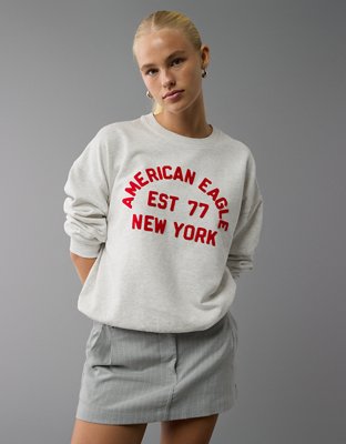 AE Logo Graphic Relaxed Crew Neck Sweatshirt