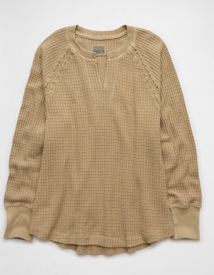 AE Big Hug Notch Neck Waffle Sweatshirt