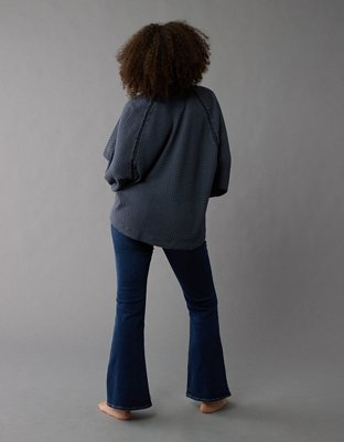 AE Big Hug Notch Neck Waffle Sweatshirt