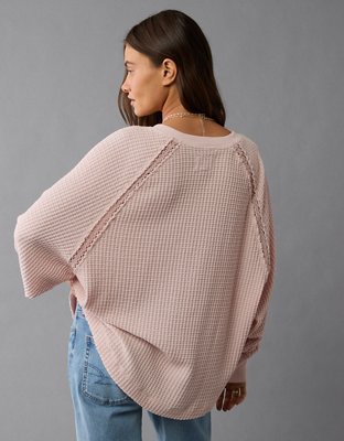 AE Big Hug Notch Neck Waffle Sweatshirt