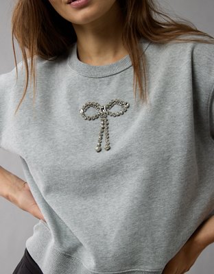 AE Embellished Cropped Crew Neck Sweatshirt