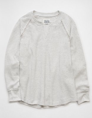 AE Big Hug Notch Neck Waffle Sweatshirt
