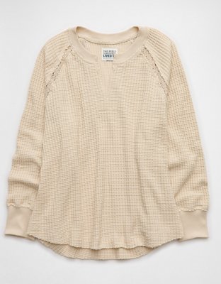 AE Big Hug Notch Neck Waffle Sweatshirt