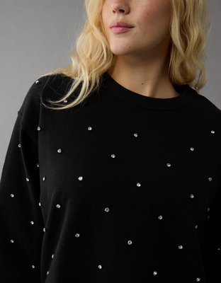 Женские худи American Eagle AE Embellished Cropped Crew Neck Sweatshirt — фото 7