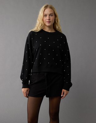 AE Embellished Cropped Crew Neck Sweatshirt