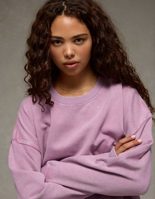 AE Everyday Luxe Cropped Cut-Off Sweatshirt