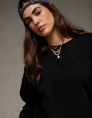 AE Everyday Luxe Cropped Cut-Off Sweatshirt