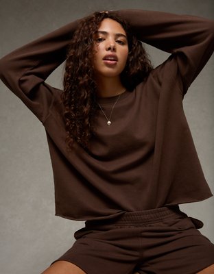 AE Everyday Luxe Cropped Cut-Off Sweatshirt