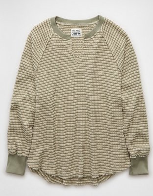 AE Big Hug Notch Neck Waffle Sweatshirt