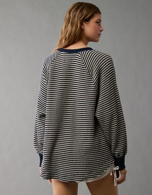AE Big Hug Notch Neck Waffle Sweatshirt
