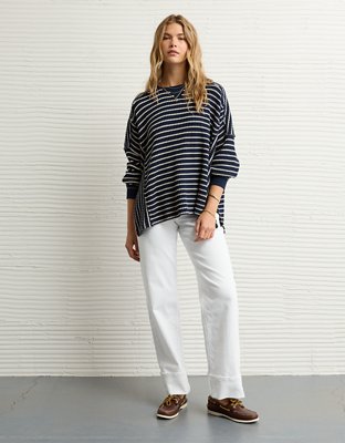 Chandail en molleton gaufré à col rond Big Hug AE