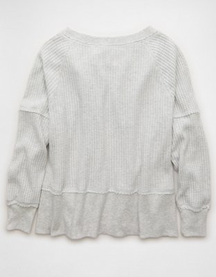 AE Big Hug Off-The-Shoulder Waffle Sweatshirt