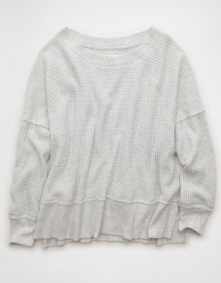 AE Big Hug Off-The-Shoulder Waffle Sweatshirt