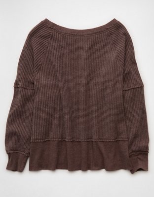 AE Big Hug Off-The-Shoulder Waffle Sweatshirt