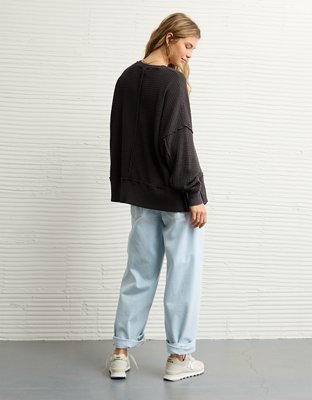 AE Big Hug Crew Neck Waffle Sweatshirt