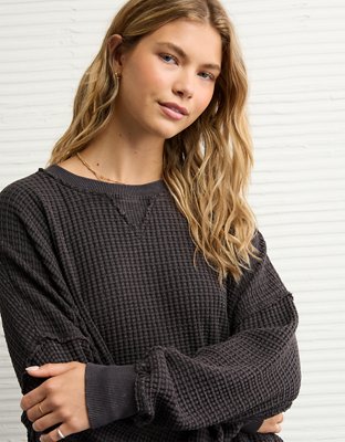 AE Big Hug Crew Neck Waffle Sweatshirt