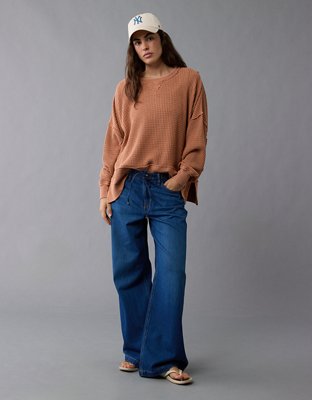 AE Big Hug Crew Neck Waffle Sweatshirt