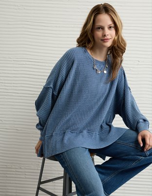 AE Big Hug Crew Neck Waffle Sweatshirt